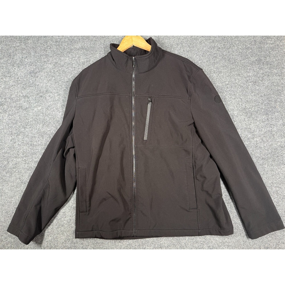 Calvin Klein Softshell Jacket Men XL Black Fleece Lined Water Resistant Full Zip
